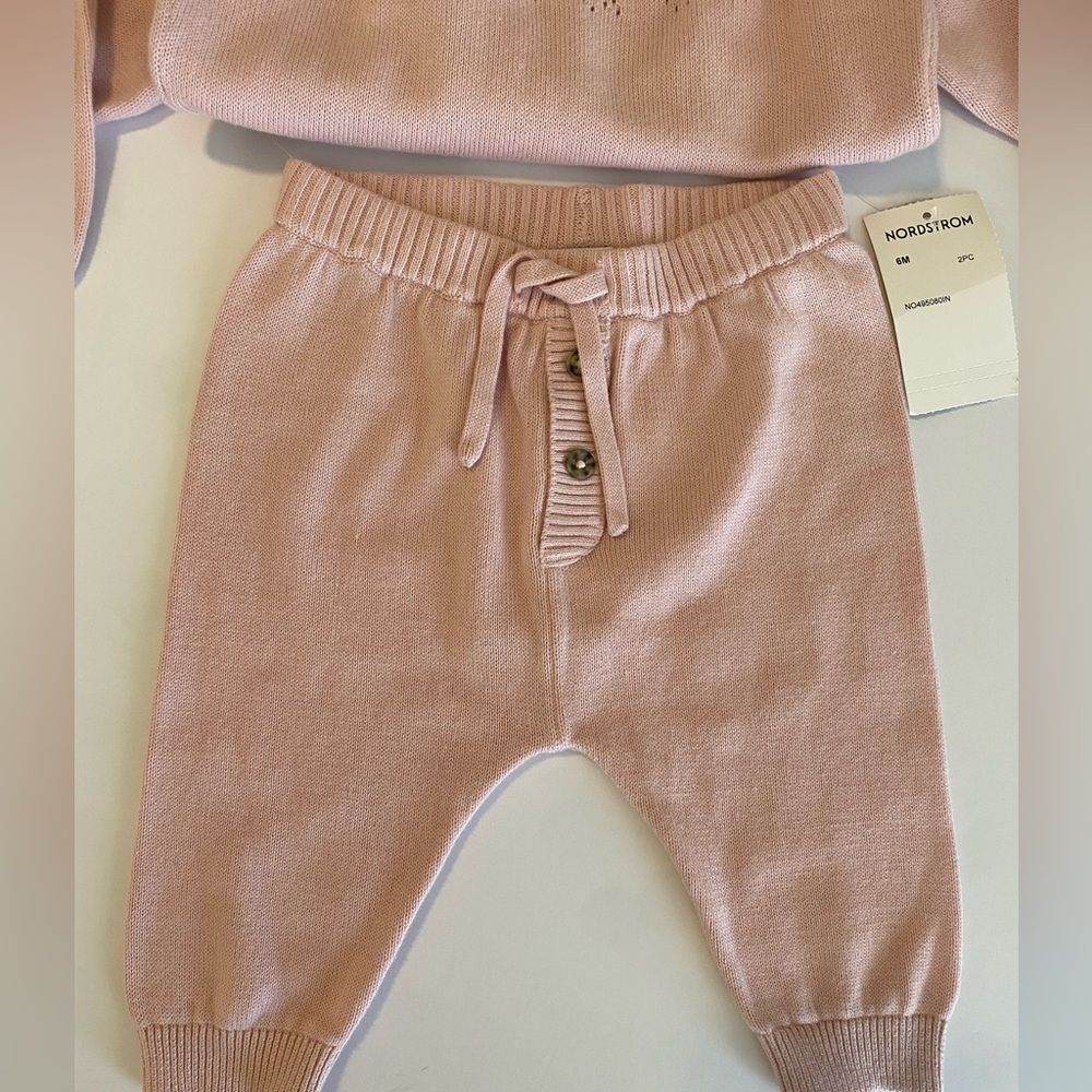Nordstrom Baby Ruffled Sweater and Pants Set Pink 6M NWT - Picture 4 of 4